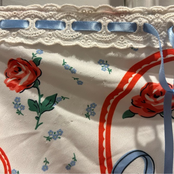 For Love & Lemons Daisy Mae Heart Cherry Print Strapless Ruffle Midi Dress - Picture 8 of 12